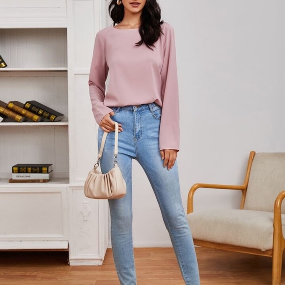 Dusty Pink Surplice Back Blouse - Picture 4 of 6